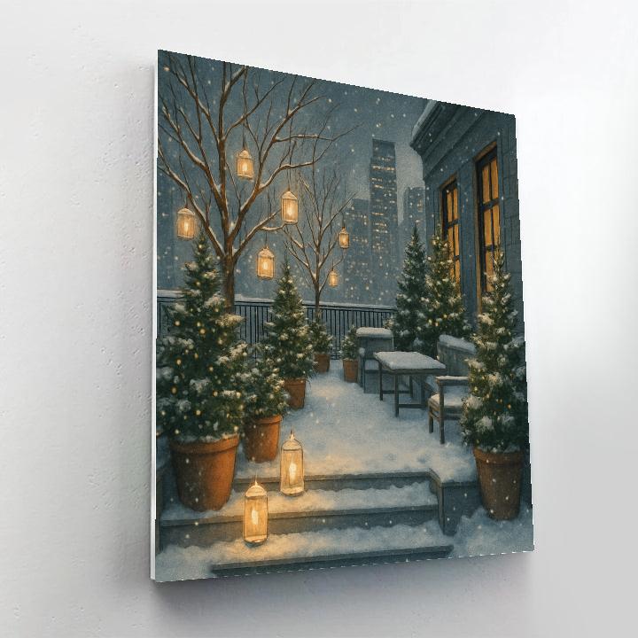Christmas Lantern Garden On Rooftop Terrace paint by numbers