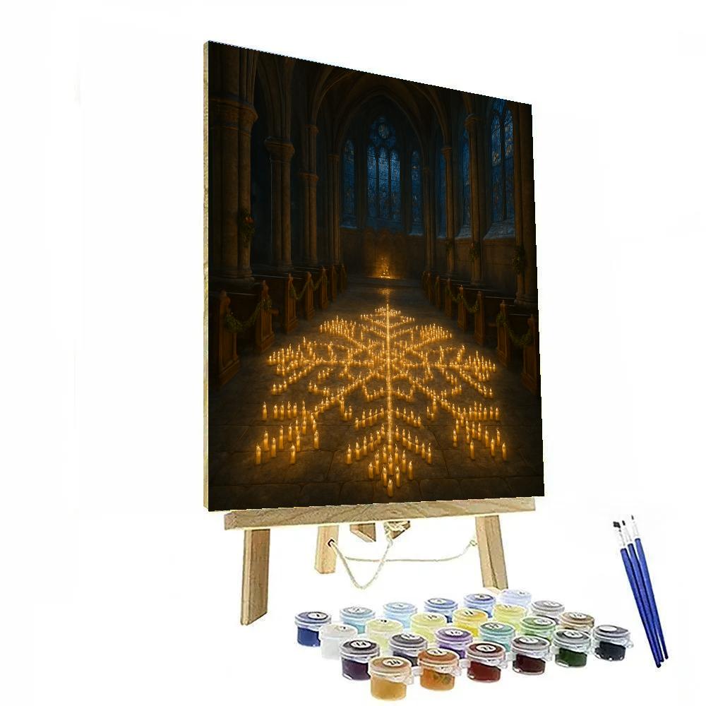 Snowflake Candle Labyrinth In Cathedral Painting by numbers kit