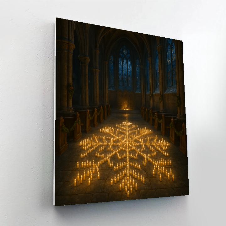 Snowflake Candle Labyrinth In Cathedral Painting by numbers kit