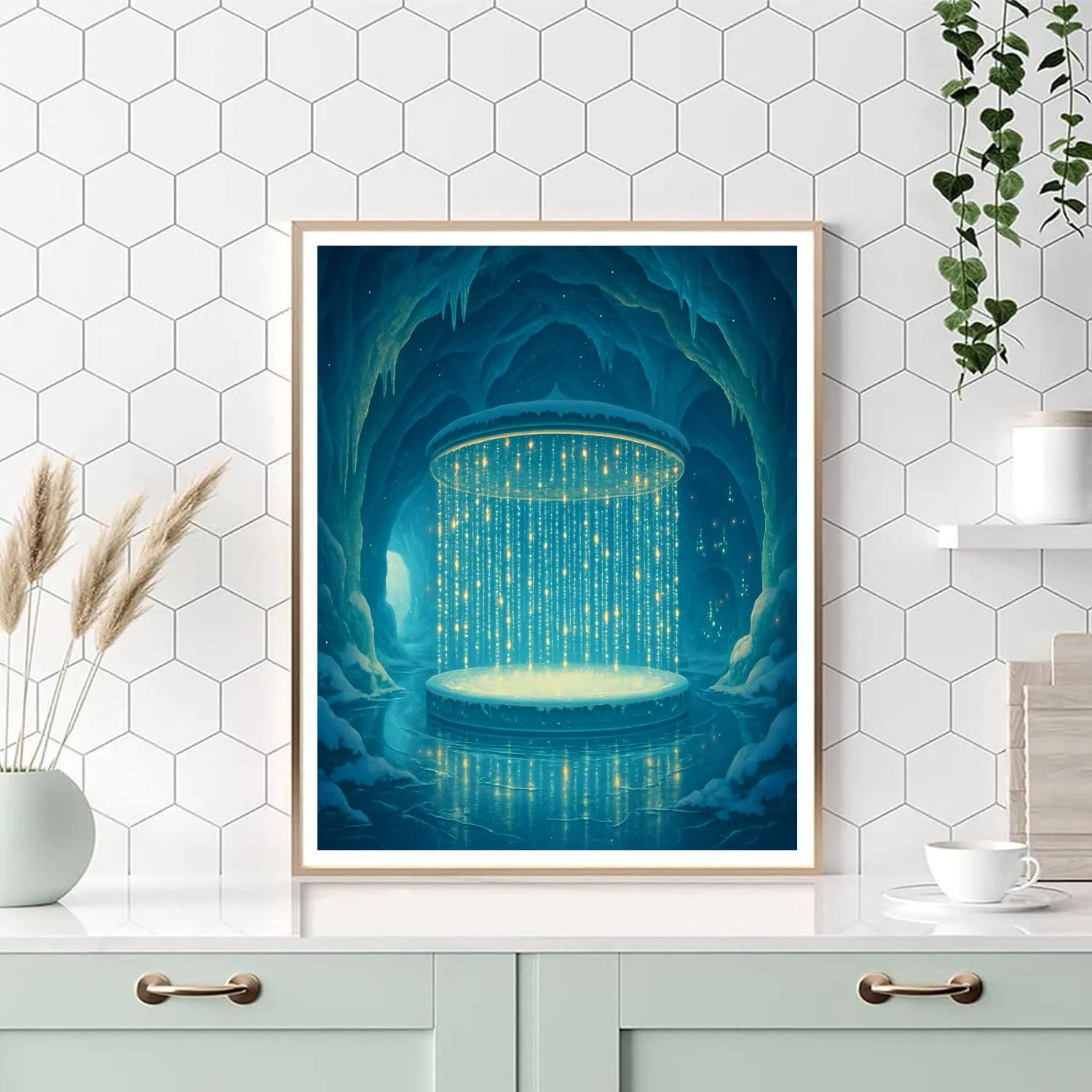 Christmas Ice Cave Carousel Of Lights Number painting