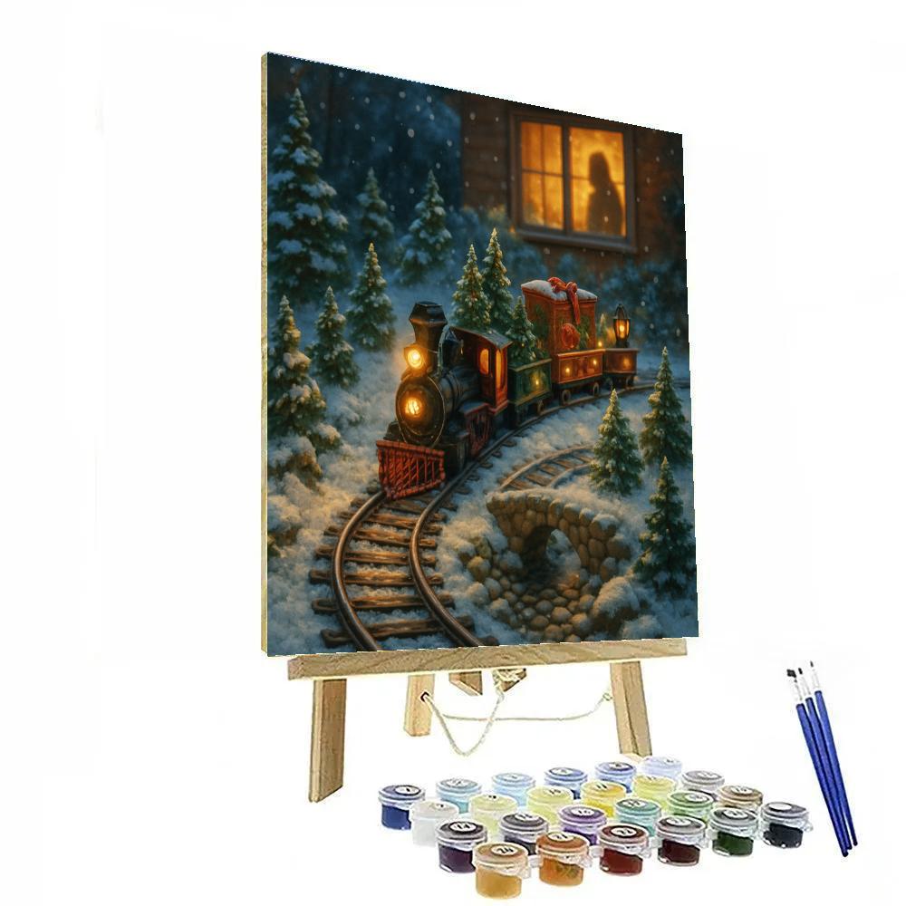 Christmas Garden Railway Under First Snow paint by color
