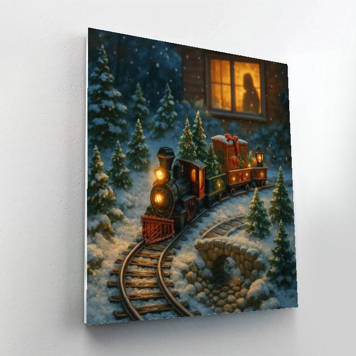 Christmas Garden Railway Under First Snow paint by color