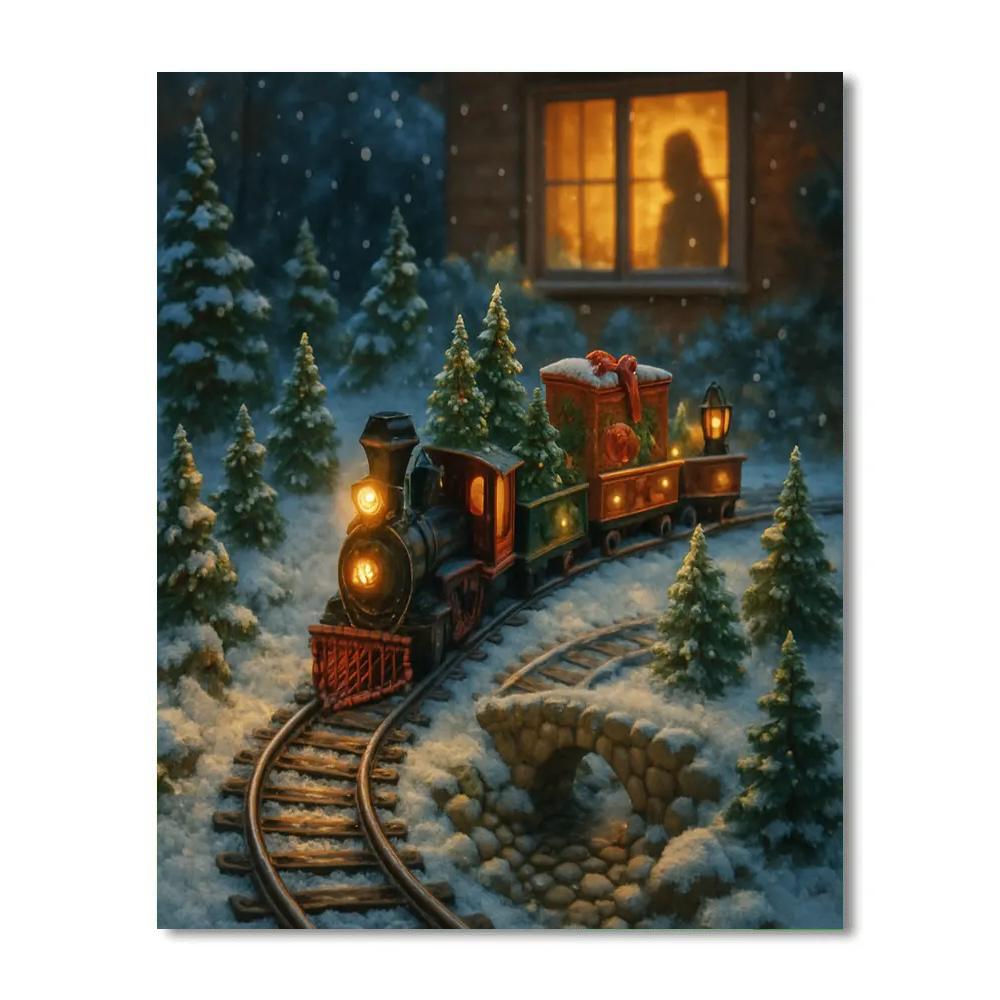 Christmas Garden Railway Under First Snow paint by color