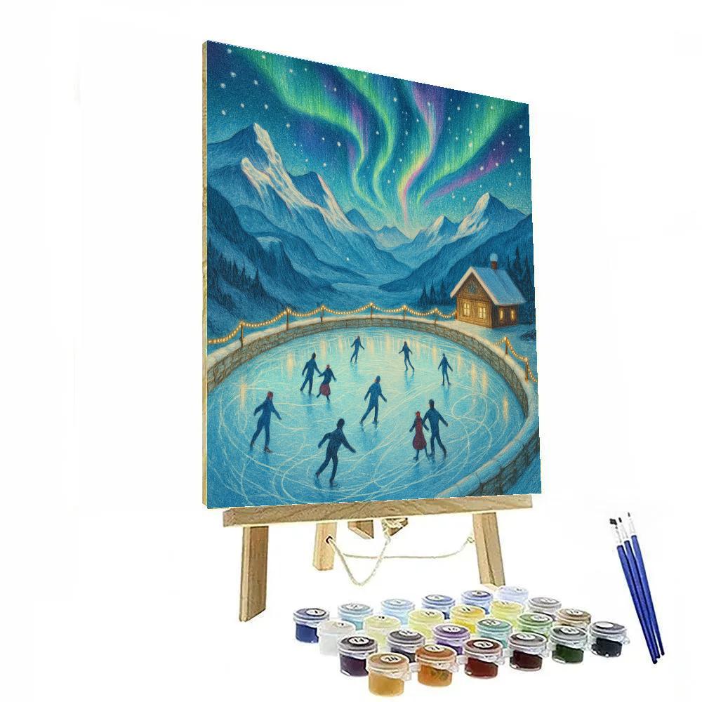Aurora Ice Skating Rink On Mountain Plateau painting number kit