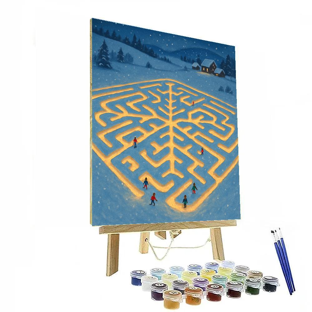 Christmas Night Sky Over Snow Maze paint by numbers