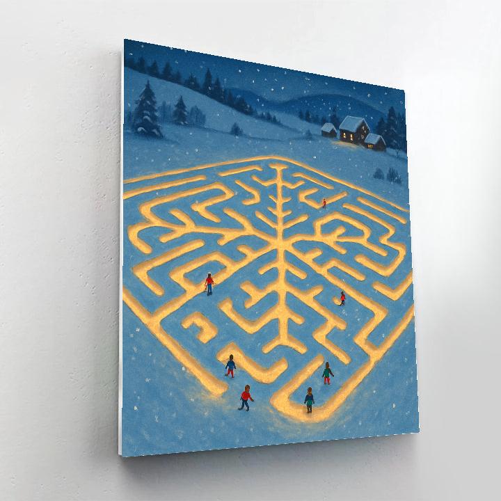 Christmas Night Sky Over Snow Maze paint by numbers