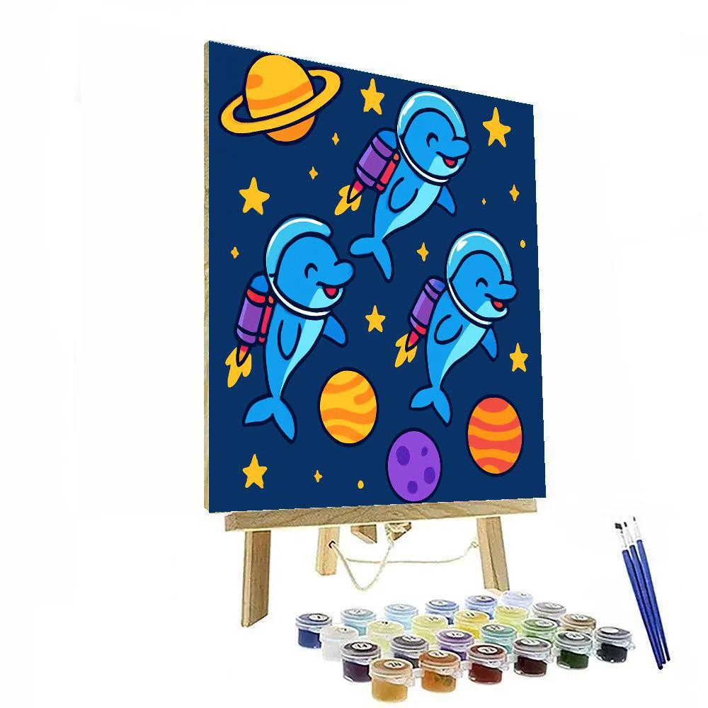 Cosmic Dolphin Planet Hoppers Paint by numbers art