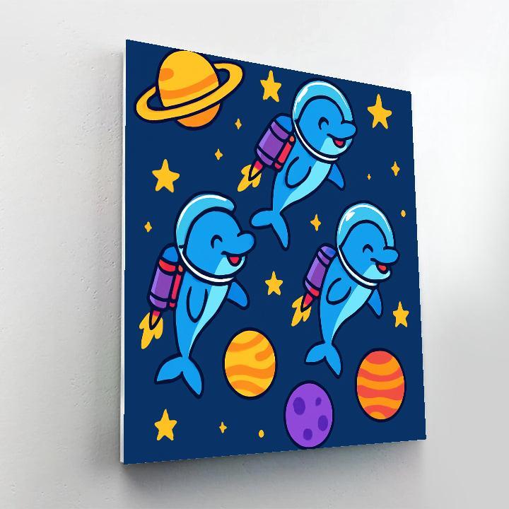 Cosmic Dolphin Planet Hoppers Paint by numbers art