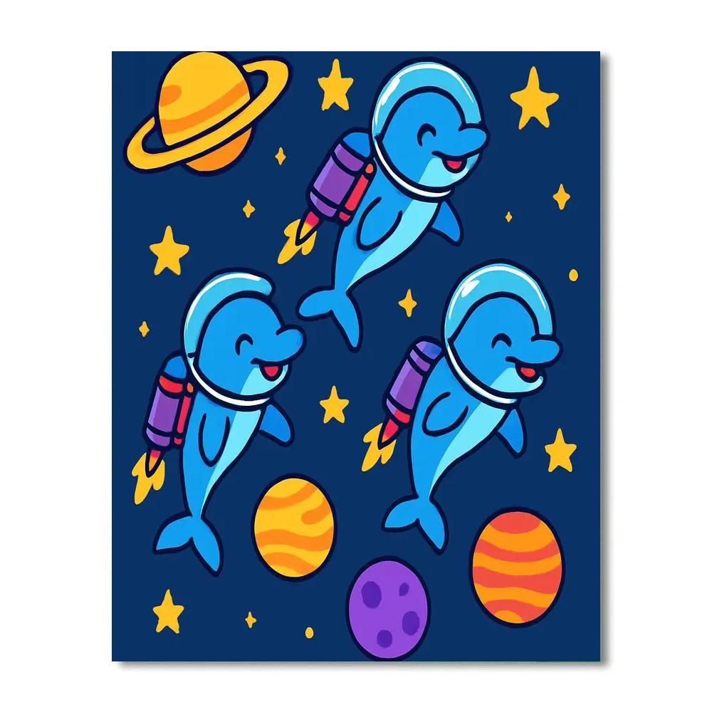 Cosmic Dolphin Planet Hoppers Paint by numbers art