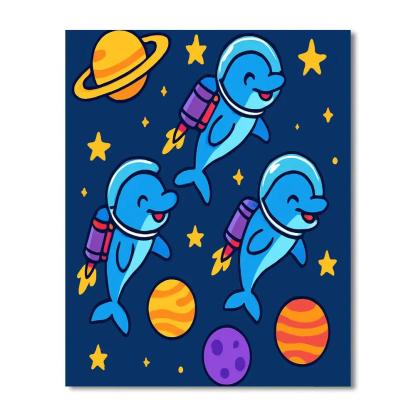 Cosmic Dolphin Planet Hoppers Paint by numbers art