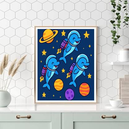 Cosmic Dolphin Planet Hoppers Paint by numbers art
