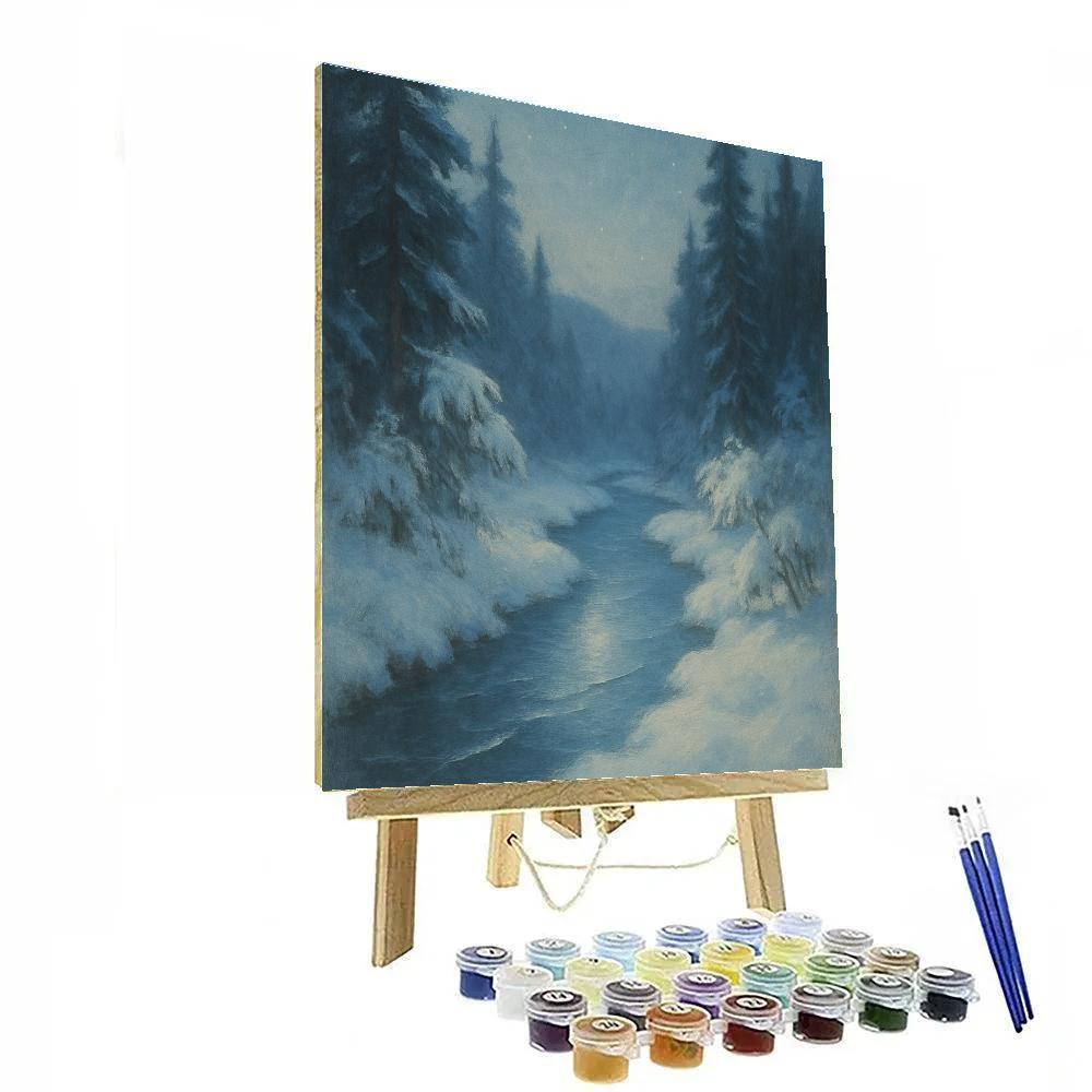 Moonlit Pines And Silver River Painting by numbers kit