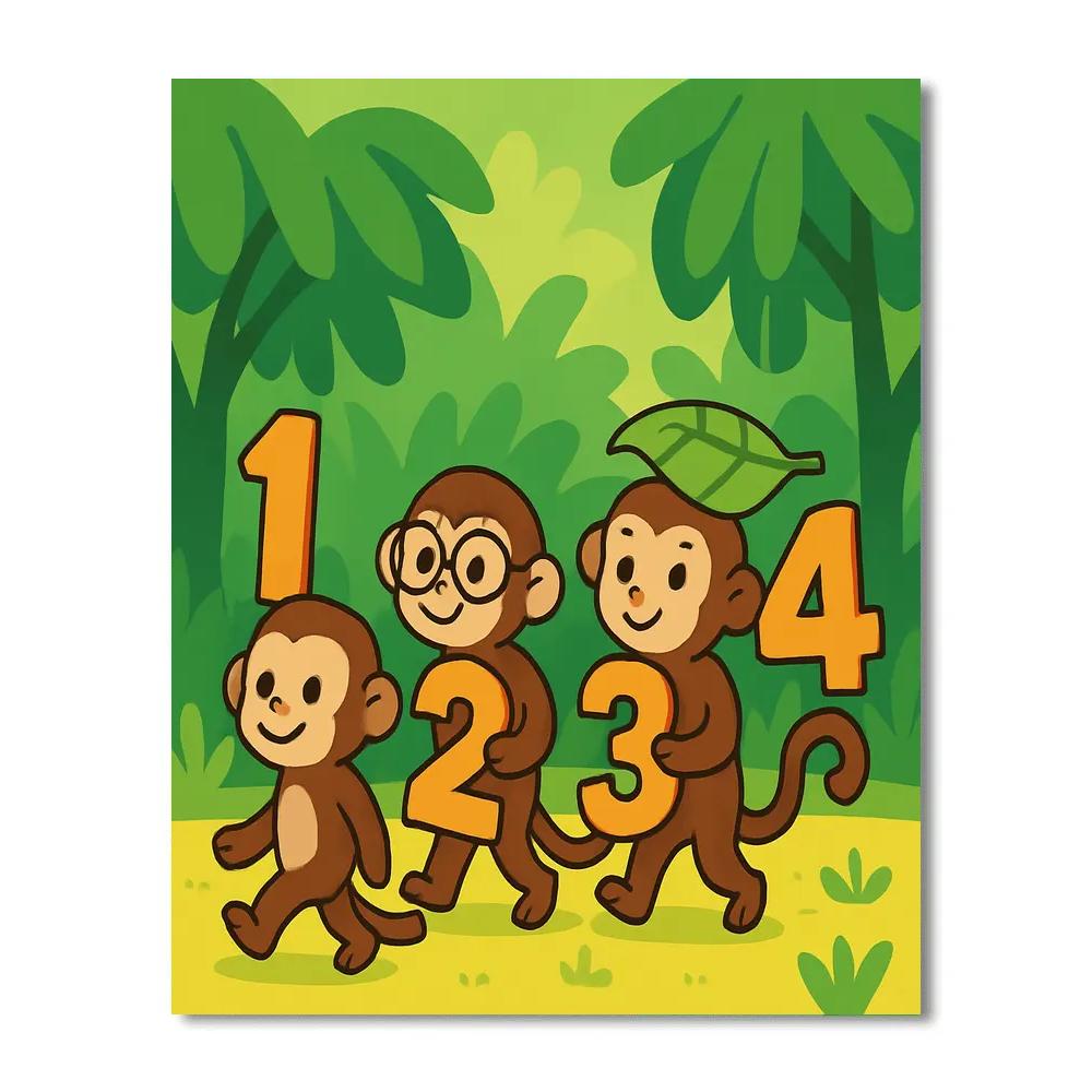 Rainforest Math Monkey Parade Numbered painting kits