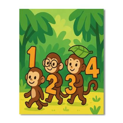 Rainforest Math Monkey Parade Numbered painting kits