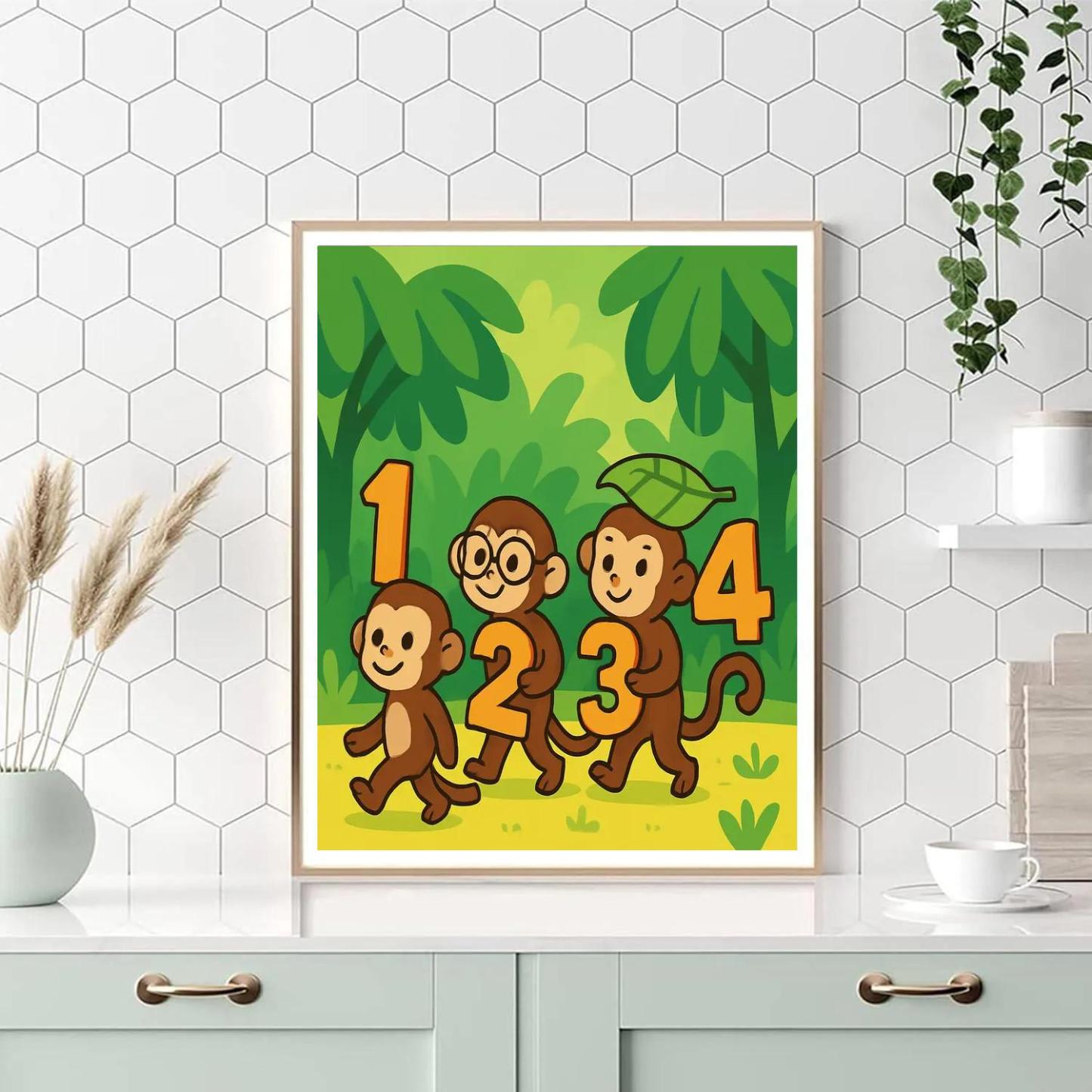 Rainforest Math Monkey Parade Numbered painting kits