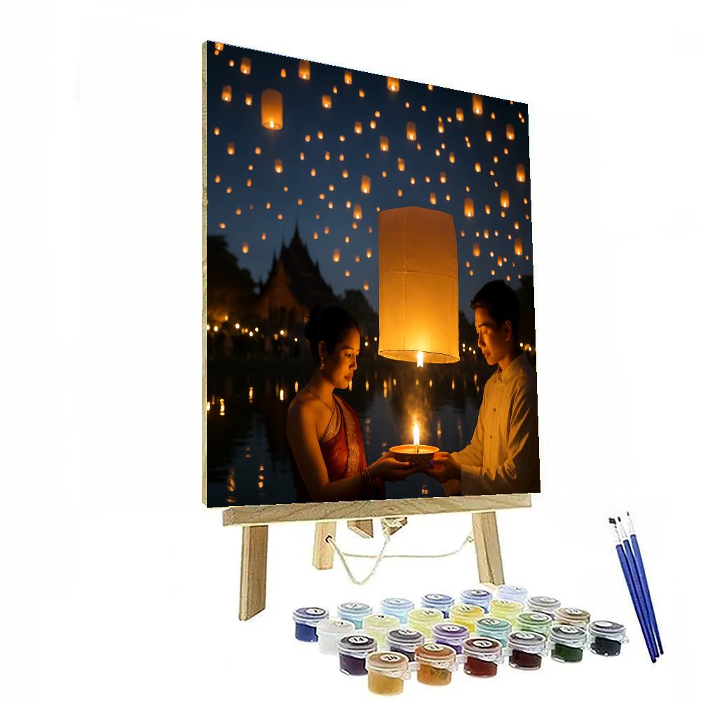 Lantern Release At Yi Peng Festival Chiang Mai paint by color