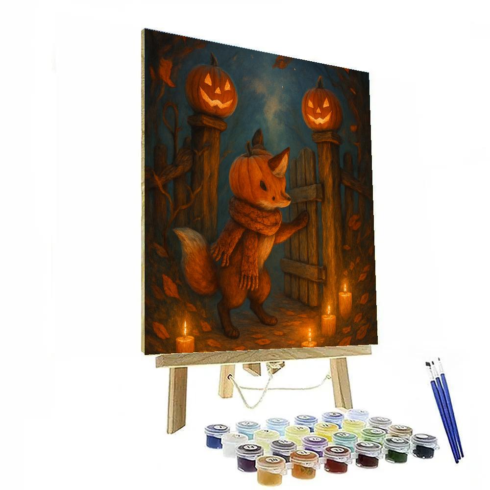 Lantern Fox At The Pumpkin Gate Paint by numbers kits