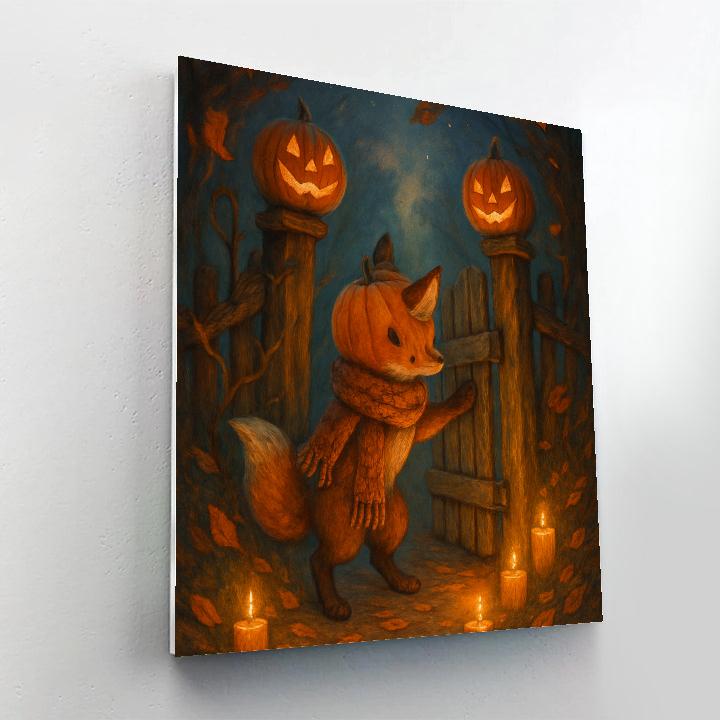 Lantern Fox At The Pumpkin Gate Paint by numbers kits