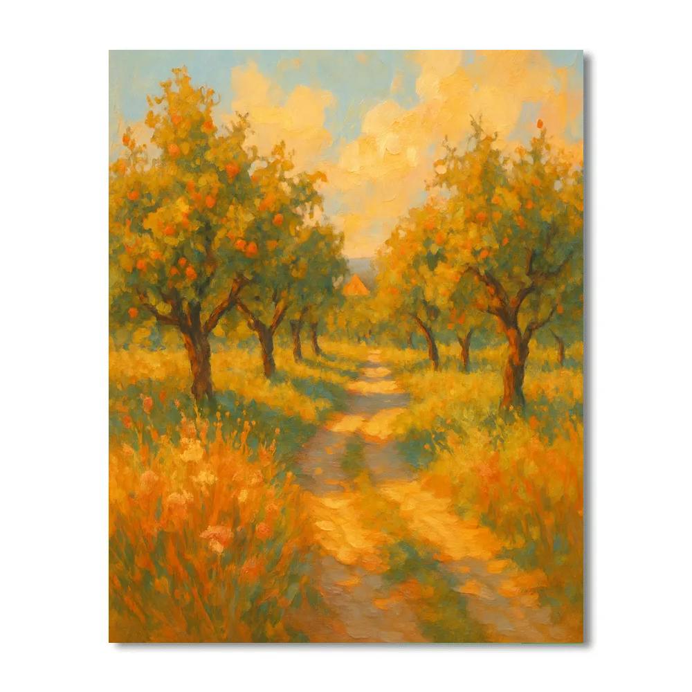 Golden Orchard Path At Summers Edge paint by number