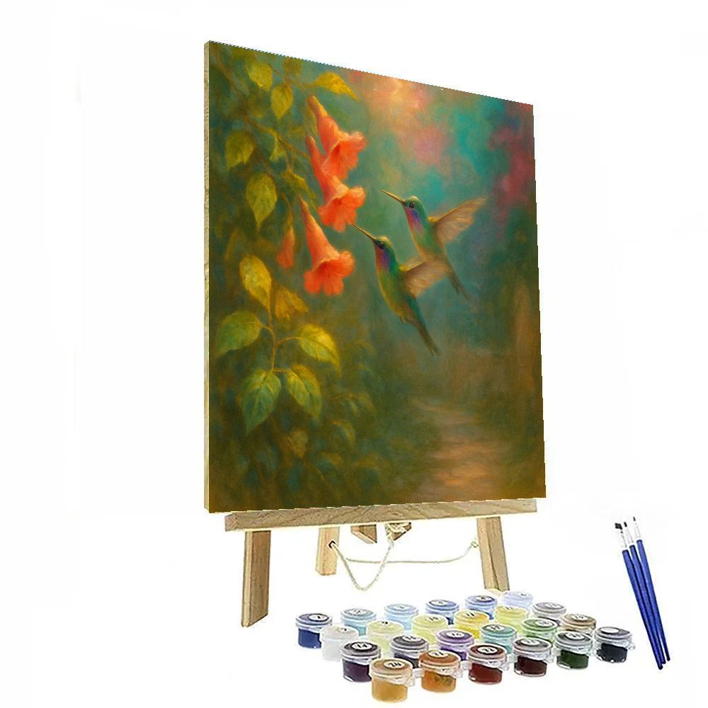 Nebula Hummingbirds In The Garden Nook Paint by numbers art