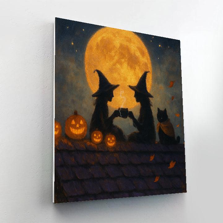 Midnight Tea On The Witches Rooftop Numbered painting kits