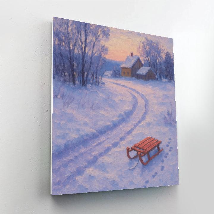 Crimson Sled Trail At Dusk painting number kit