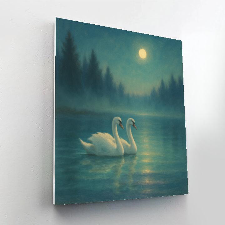 Aurora Swans On The Quiet Lake Numbered painting kits