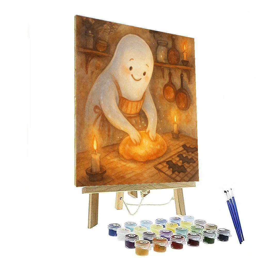 Ghost Baker In The Pumpkin Kitchen Painting by numbers kit