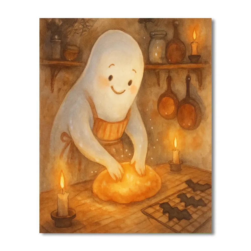 Ghost Baker In The Pumpkin Kitchen Painting by numbers kit