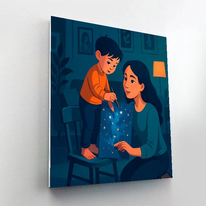 Galaxy Painted Mothers Day Card painting number kit