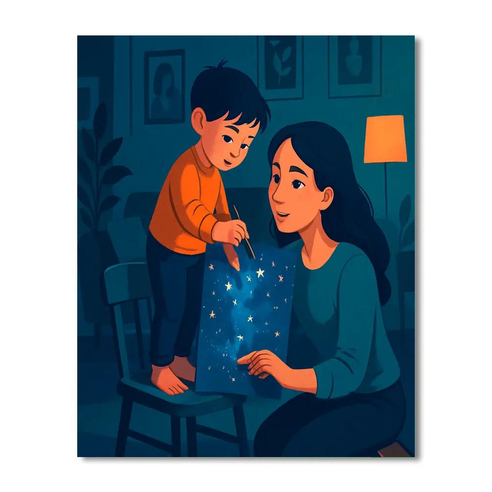 Galaxy Painted Mothers Day Card painting number kit