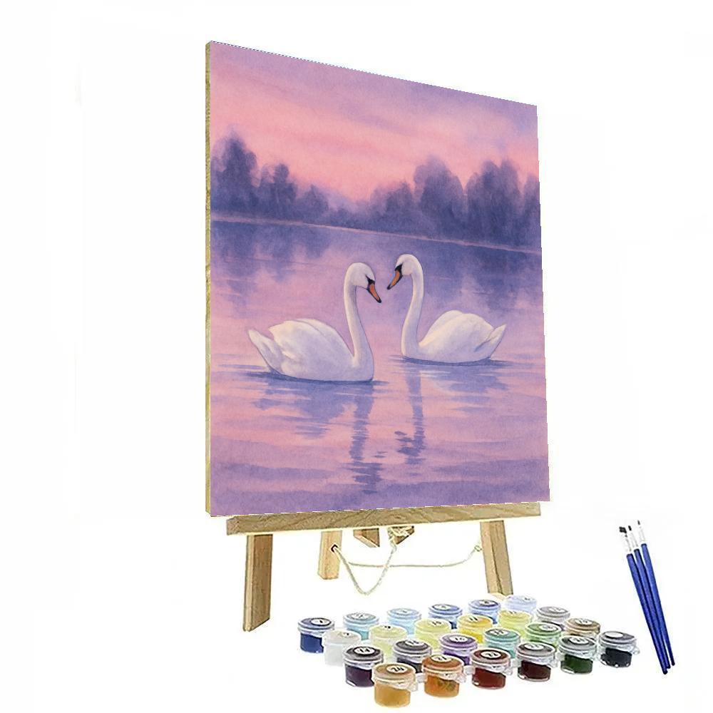 Lavender Dusk Swans DIY paint by numbers