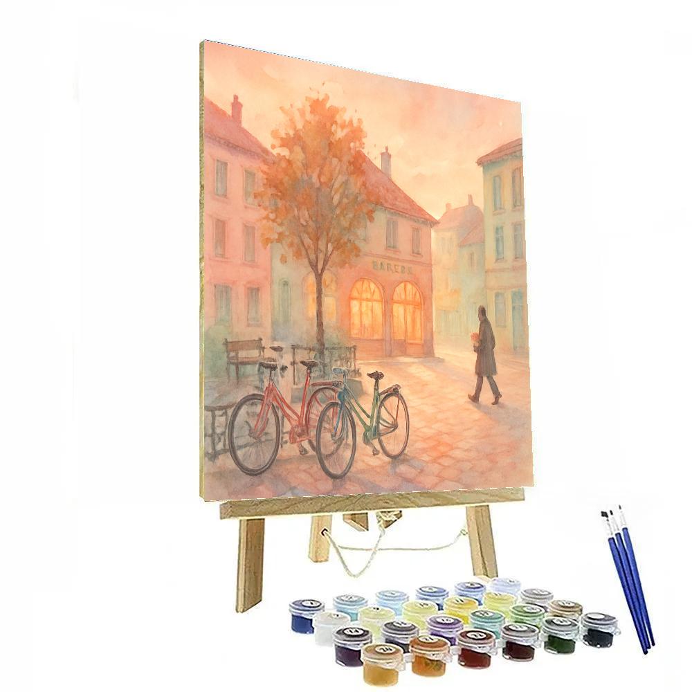 Sunrise Square And The Bicycle Bakery DIY paint by numbers