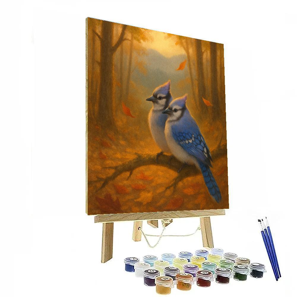 Galaxy Jays In The Autumn Hollow paint by numbers