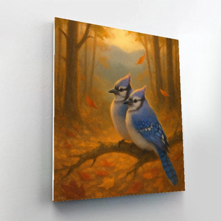 Galaxy Jays In The Autumn Hollow paint by numbers
