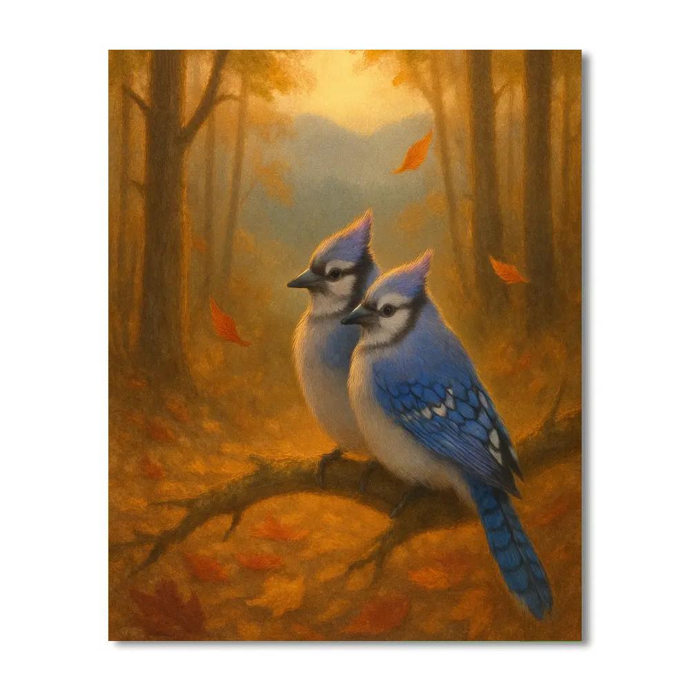 Galaxy Jays In The Autumn Hollow paint by numbers