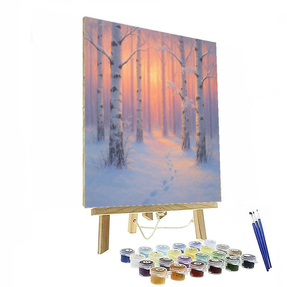 Sunrise Over Silent Birch Grove painting number kit