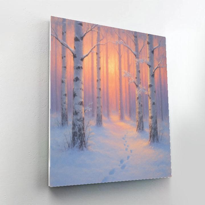 Sunrise Over Silent Birch Grove painting number kit