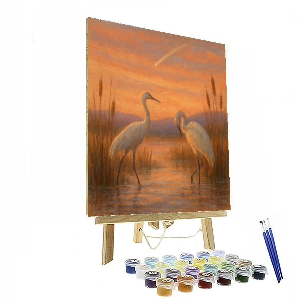 Comet Cranes At The Marsh Edge paint by numbers