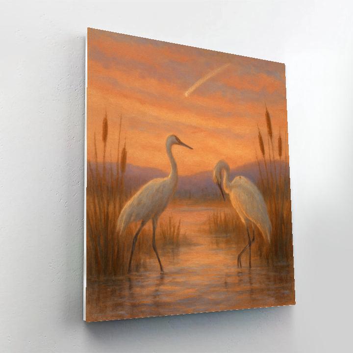 Comet Cranes At The Marsh Edge paint by numbers