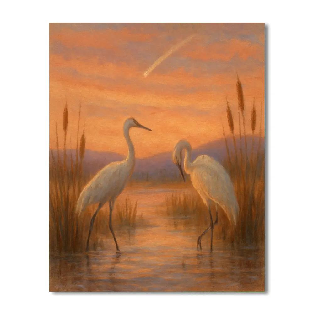 Comet Cranes At The Marsh Edge paint by numbers