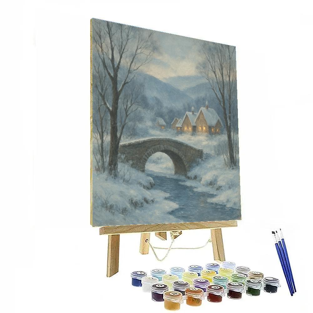 Winter Bridge To The Quiet Village Number painting