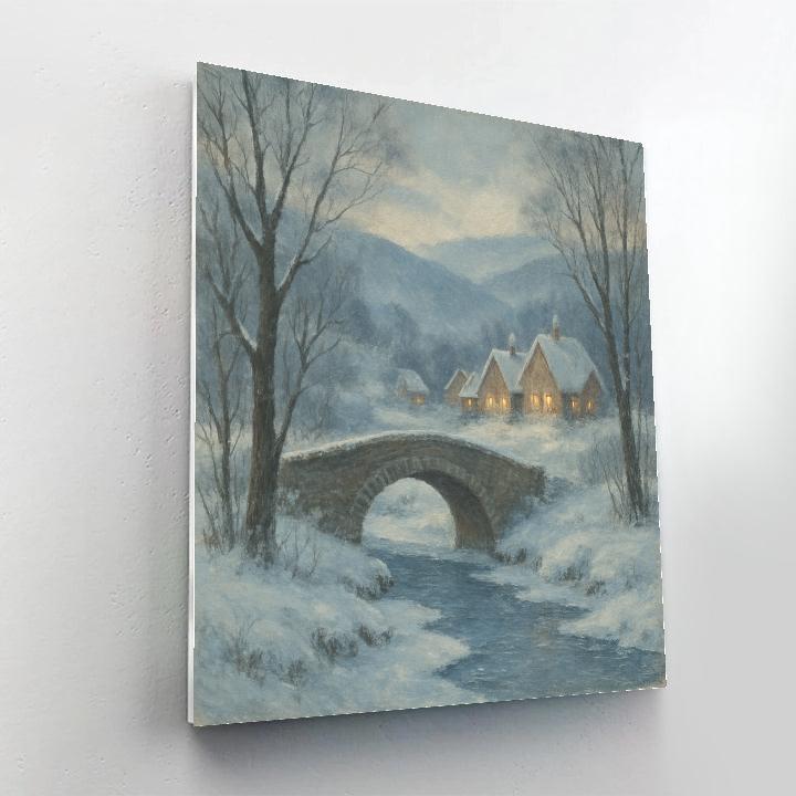 Winter Bridge To The Quiet Village Number painting