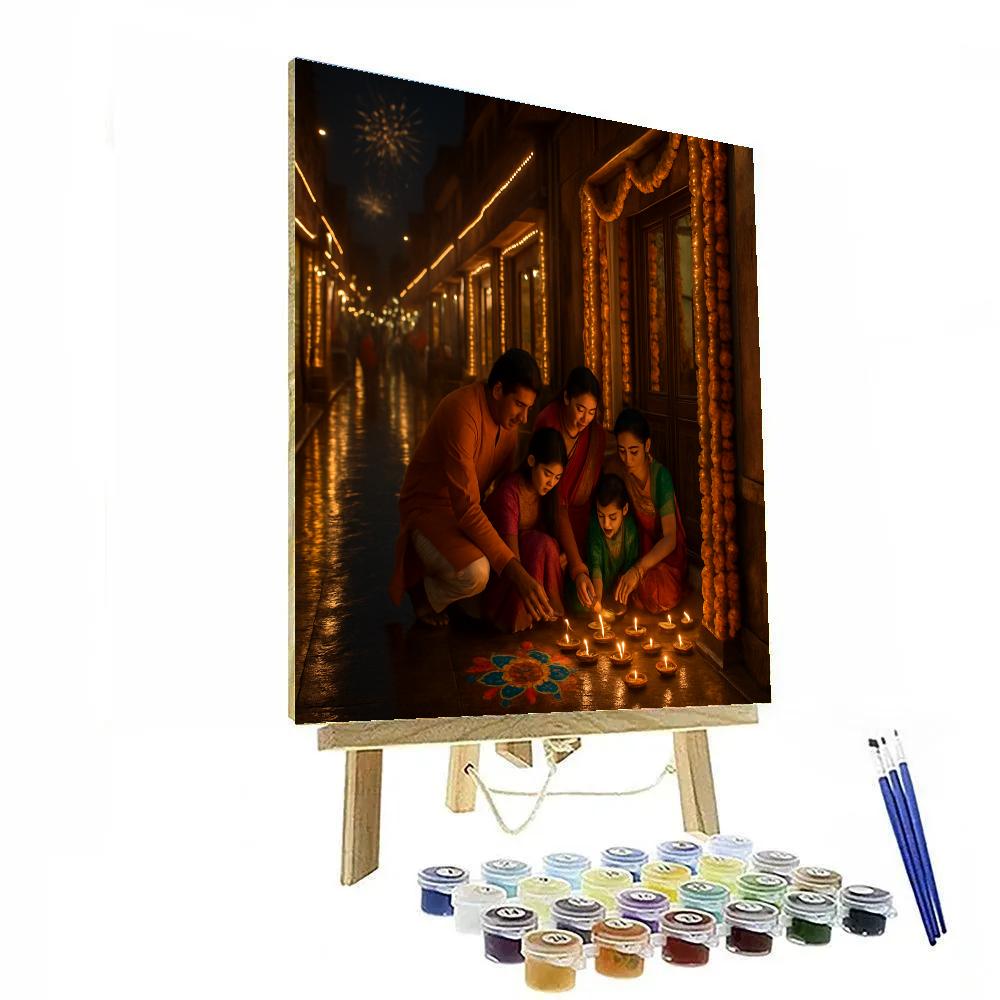 Diwali Night Street In Jaipur paint by color