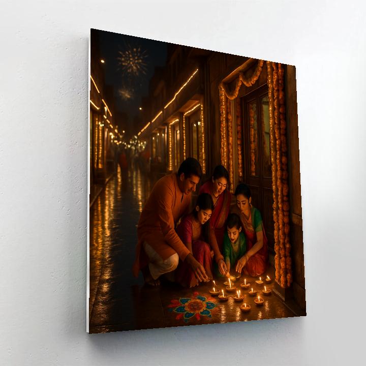 Diwali Night Street In Jaipur paint by color