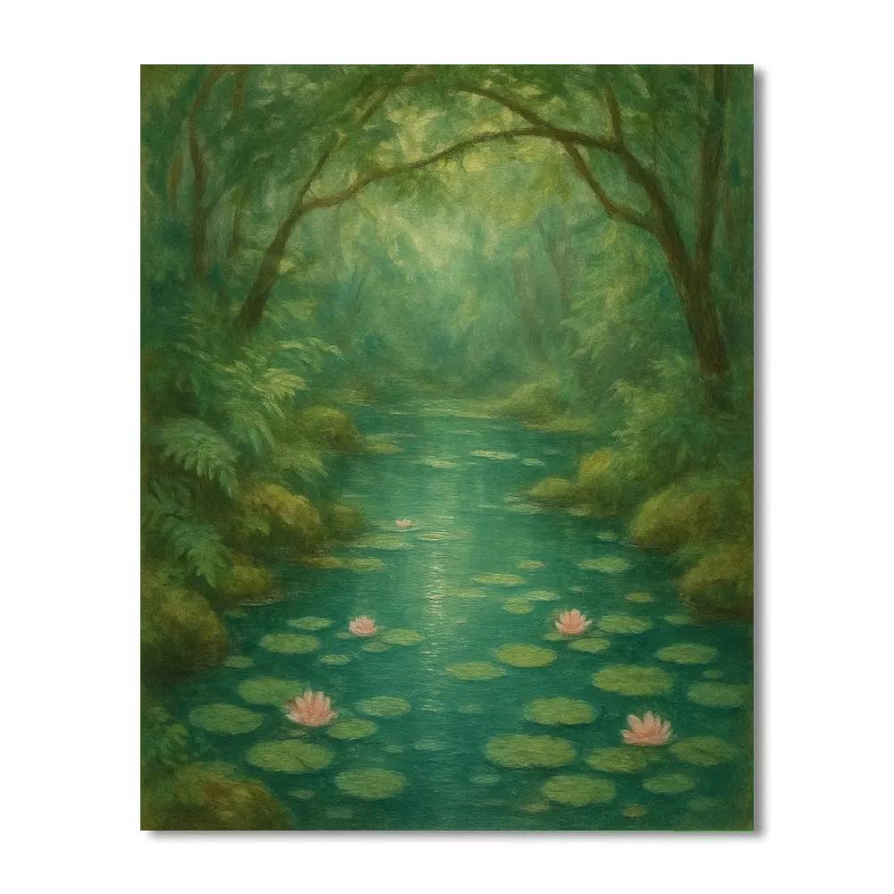 Secret Lily Pond Retreat paint by number