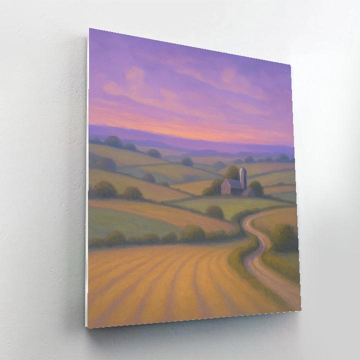 Lavender Dusk Over Rolling Farmland paint by number