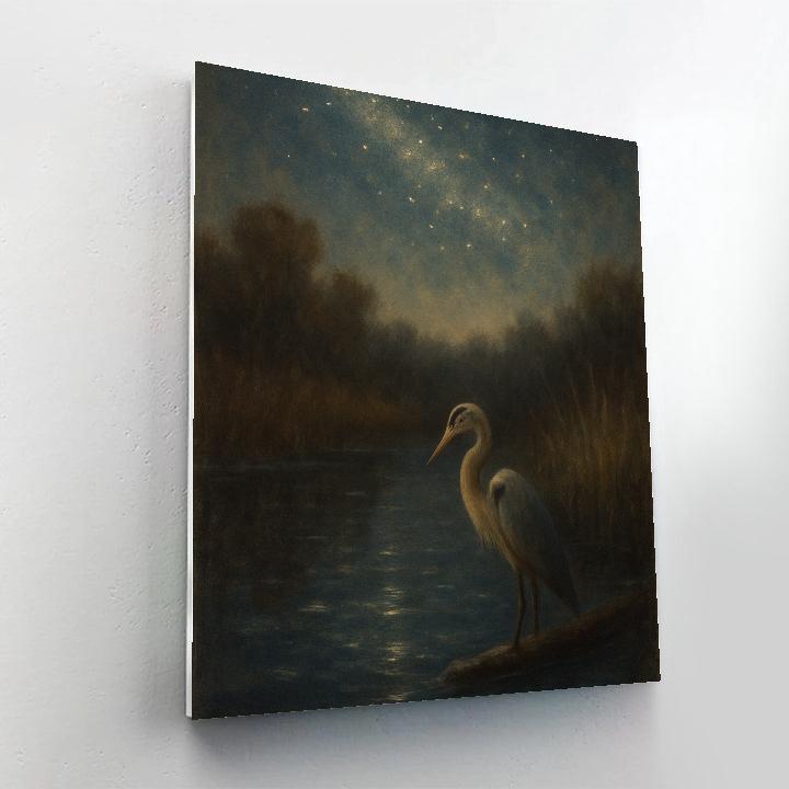 Milky Way Heron In The Moonlit Marsh Numbered painting kits