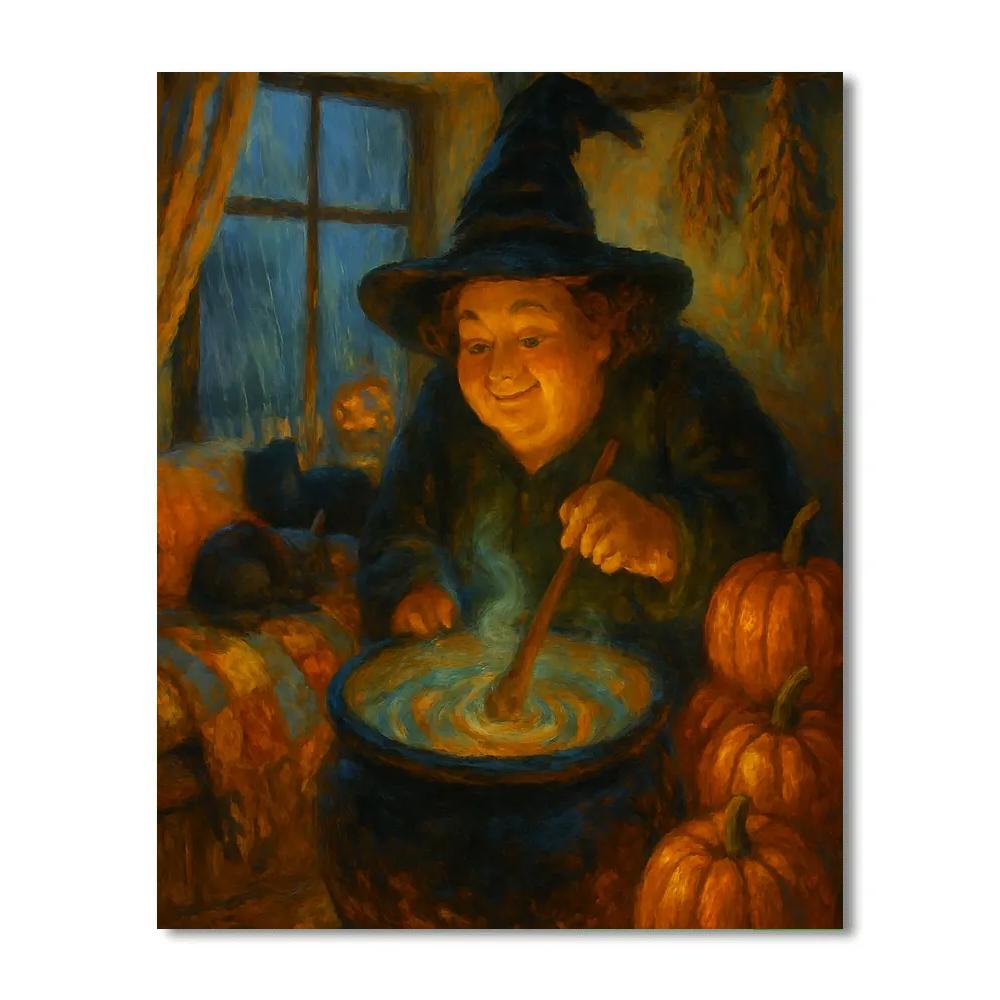 Autumn Cauldron By The Window Seat Paint by numbers kits