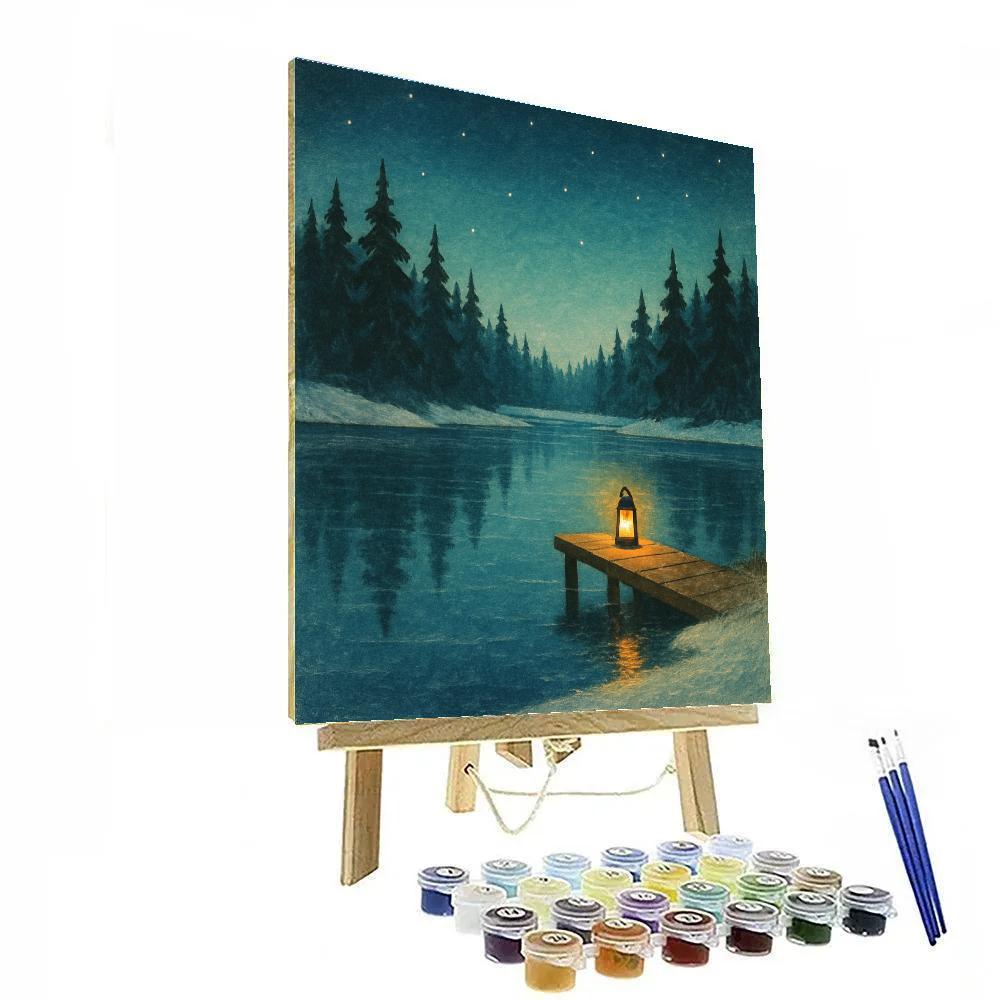 Frozen Lake Lantern Reflections Number painting